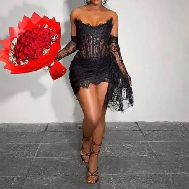 Ashley Strapless Lace-Up Mini Dress
