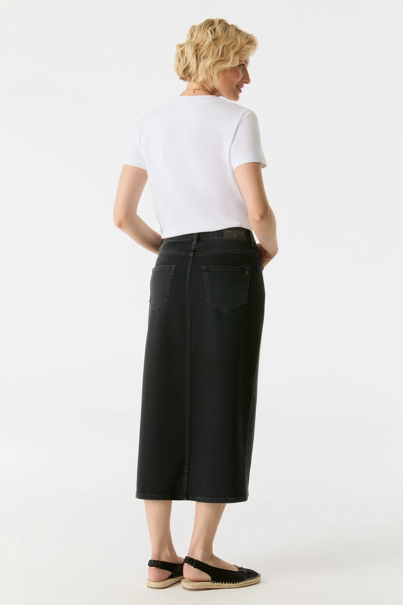 Evelyn Mid Waist 5 Pocket Long Skirt Black VT