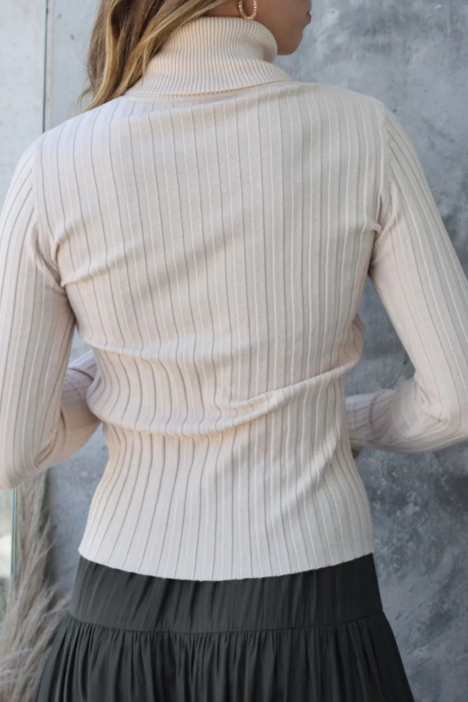 Phenomenal Cream Rib Knit Turtleneck