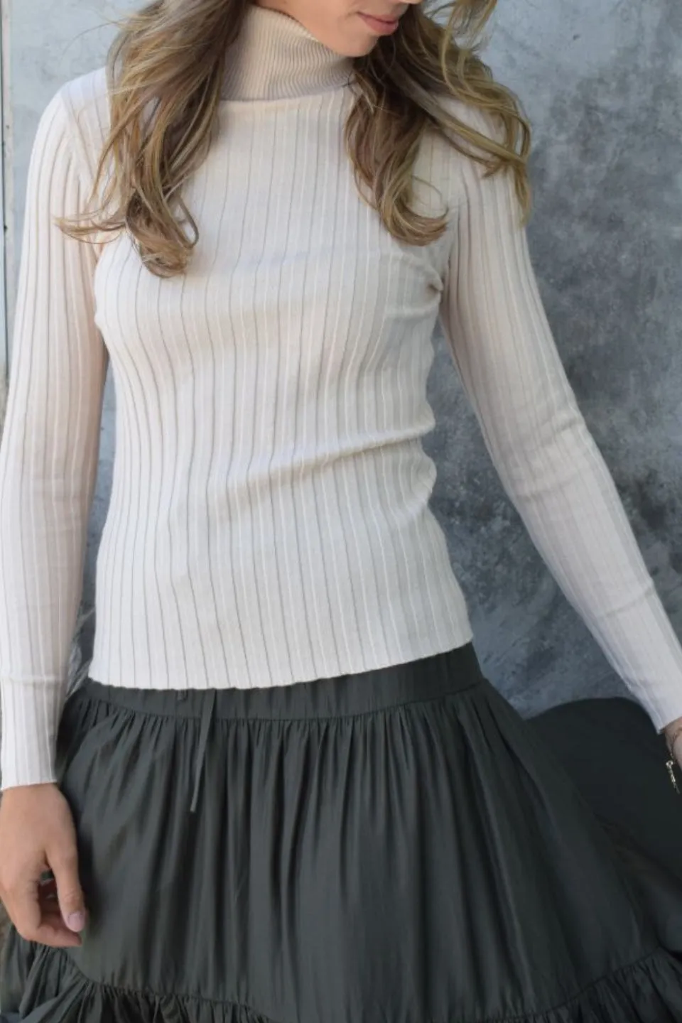Phenomenal Cream Rib Knit Turtleneck